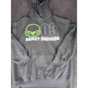 Harley Davidson Hoodie Mens Medium Black Willie G Skull Route 66 Tulsa OK 2022